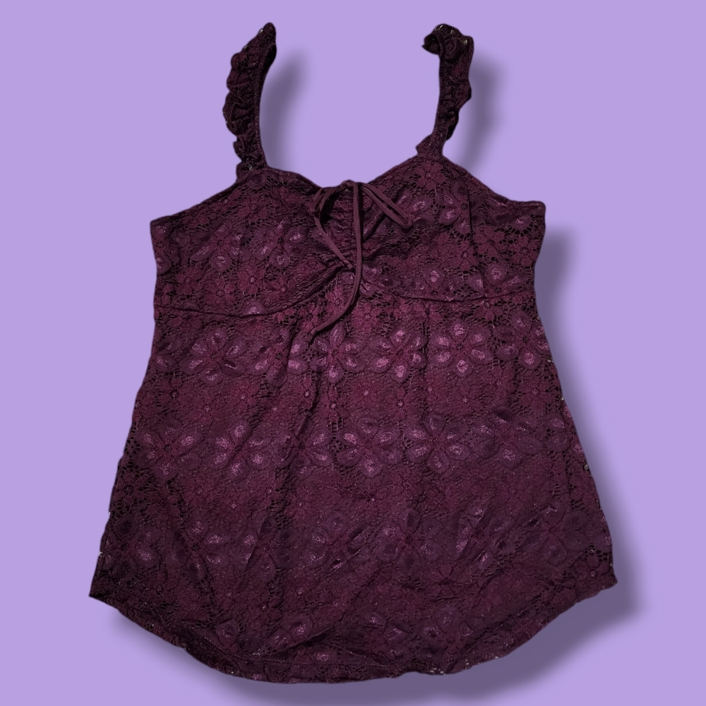 Burgundy Lace Cami Top sz XL